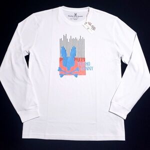 Psycho Bunny Mens XXL White Scovill Graphic Crew-Neck Long Sleeve T-Shirt